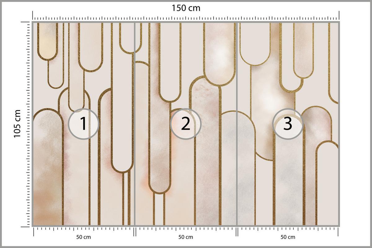 FOTOTAPETE für Wohnzimmer Abstraktion Art Deco 150x105 - Beige/Rosa, Papier (150/105cm) - Muralo