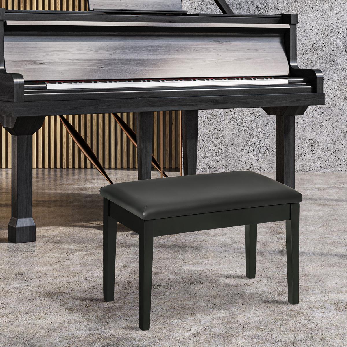 KLAVIERBANK Klavierhocker mit versteckten Stauraum, bis 150 KG Belastbar Schwarz - Schwarz, Holz (35/49/75cm) - HOMCOM