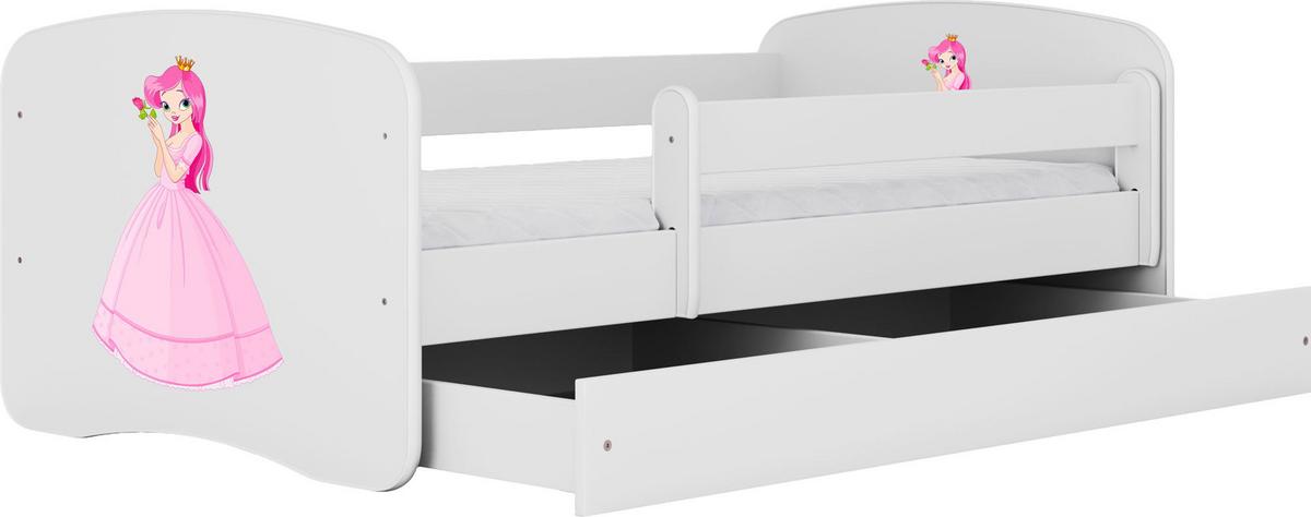 KINDERBETT Emily mit Schublade und Matratze, Weiß 70x140 cm - Altrosa, Holzwerkstoff (140/70cm) - WFL GROUP