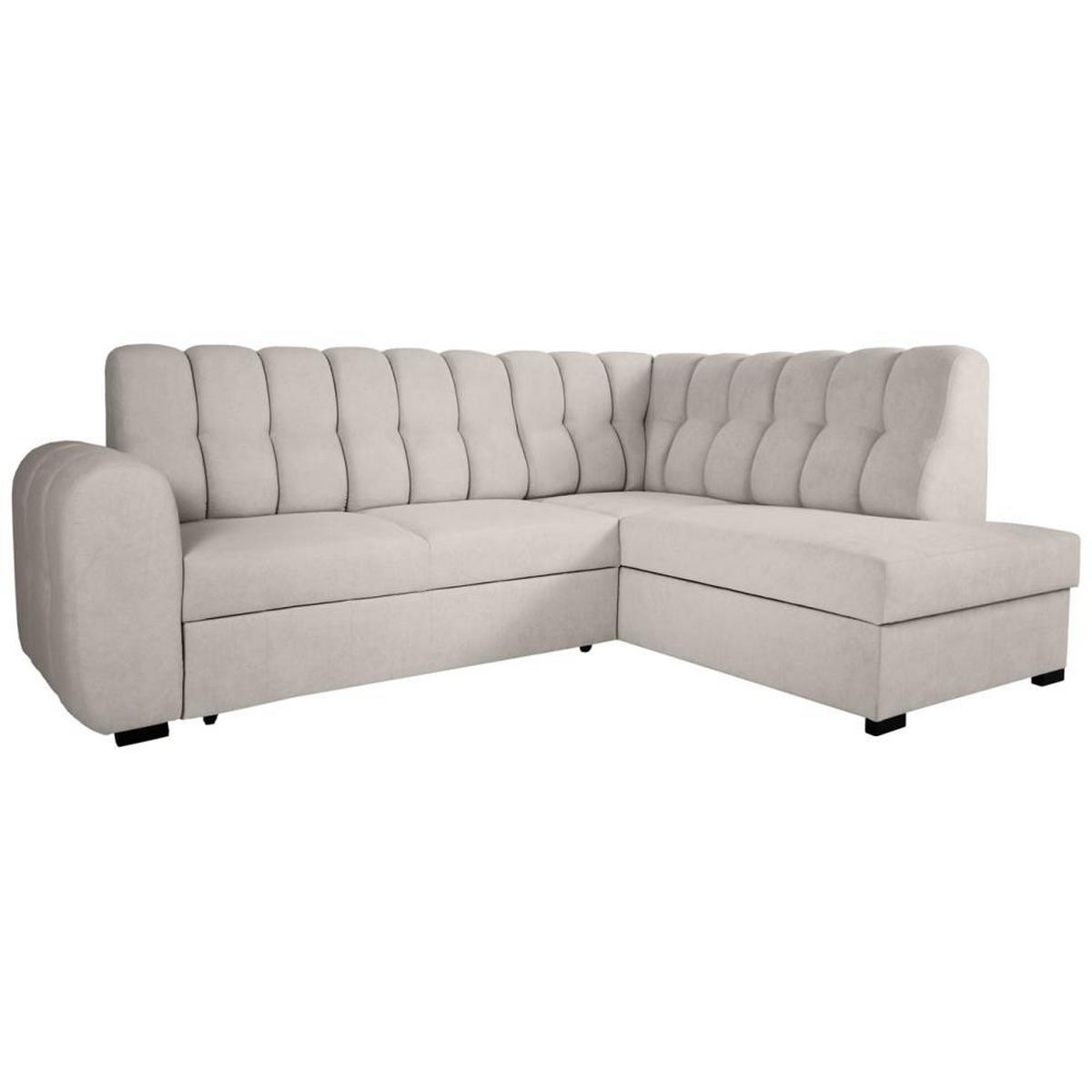 ECKSCHLAFSOFA Zoja rechts beige - Beige/Schwarz, Textil (261/193cm) - Beautysofa