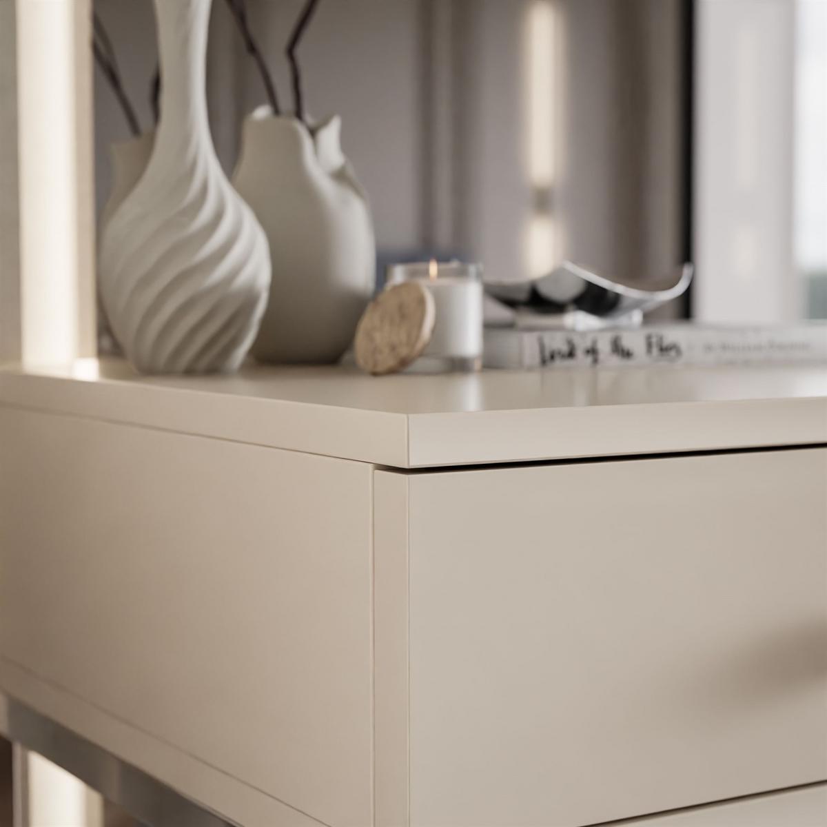 KONSOLE Glamour auf Chromgestell PUSH OPEN - Kaschmir, Holzwerkstoff (100/81/42cm) - Lookway
