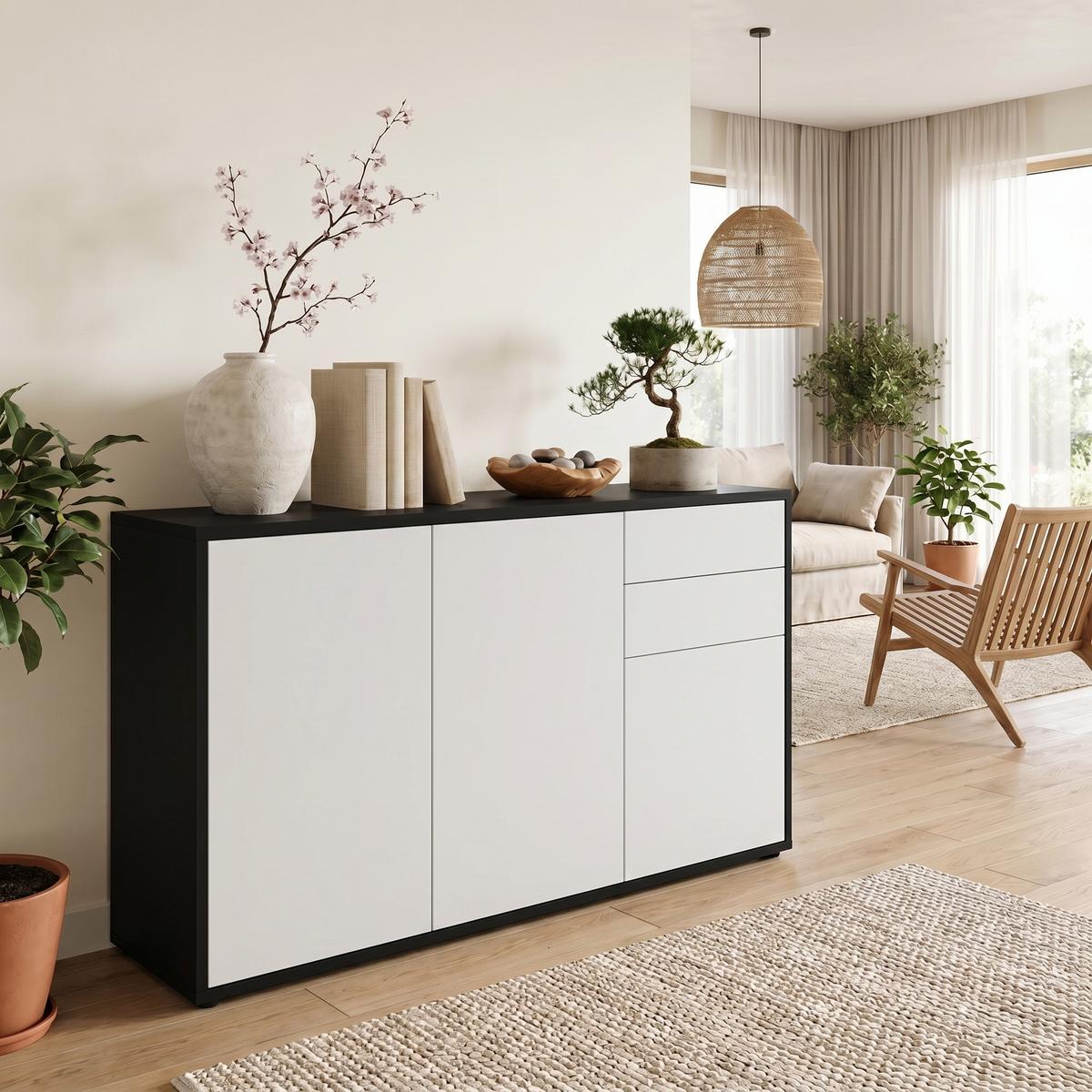 KOMMODE Ben Front in Weiß matt - Weiß, Holzwerkstoff (117/74/36cm) - Vladon