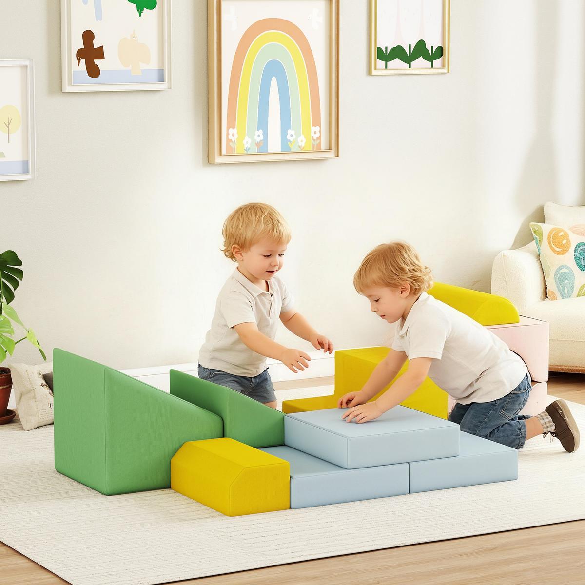 SCHAUMSTOFF Bausteine 12-tlg. Kinder Bausteinset mit Cord-Optik Bunt - Multicolor, Textil (40/160cm) - AIYAPLAY