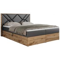 BOXBETT GUNAR - 200/200 Dunkelgrau Kunstleder - H3 - Dunkelgrau, Holz/Textil (200/200cm) - MKS