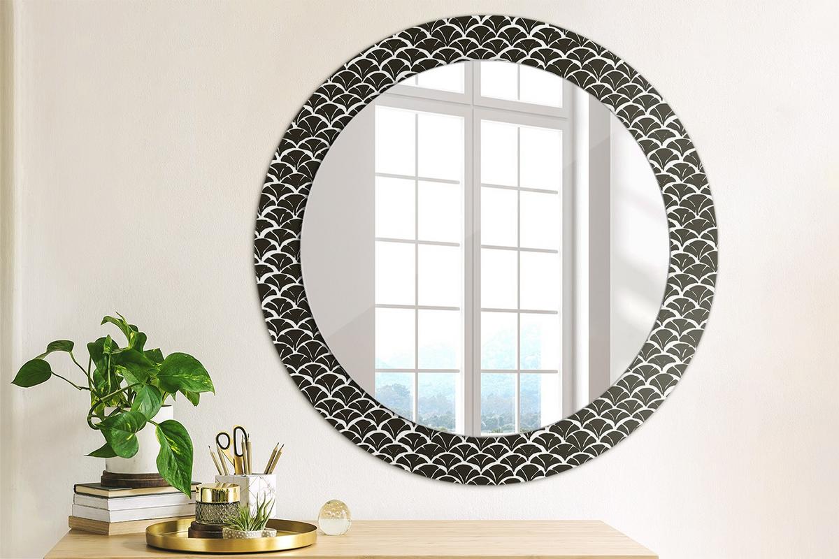 SPIEGEL Rund Ø 70 cm mit Aufdruck - Schwarz, Glas (70/70/0.4cm) - Wallfluent