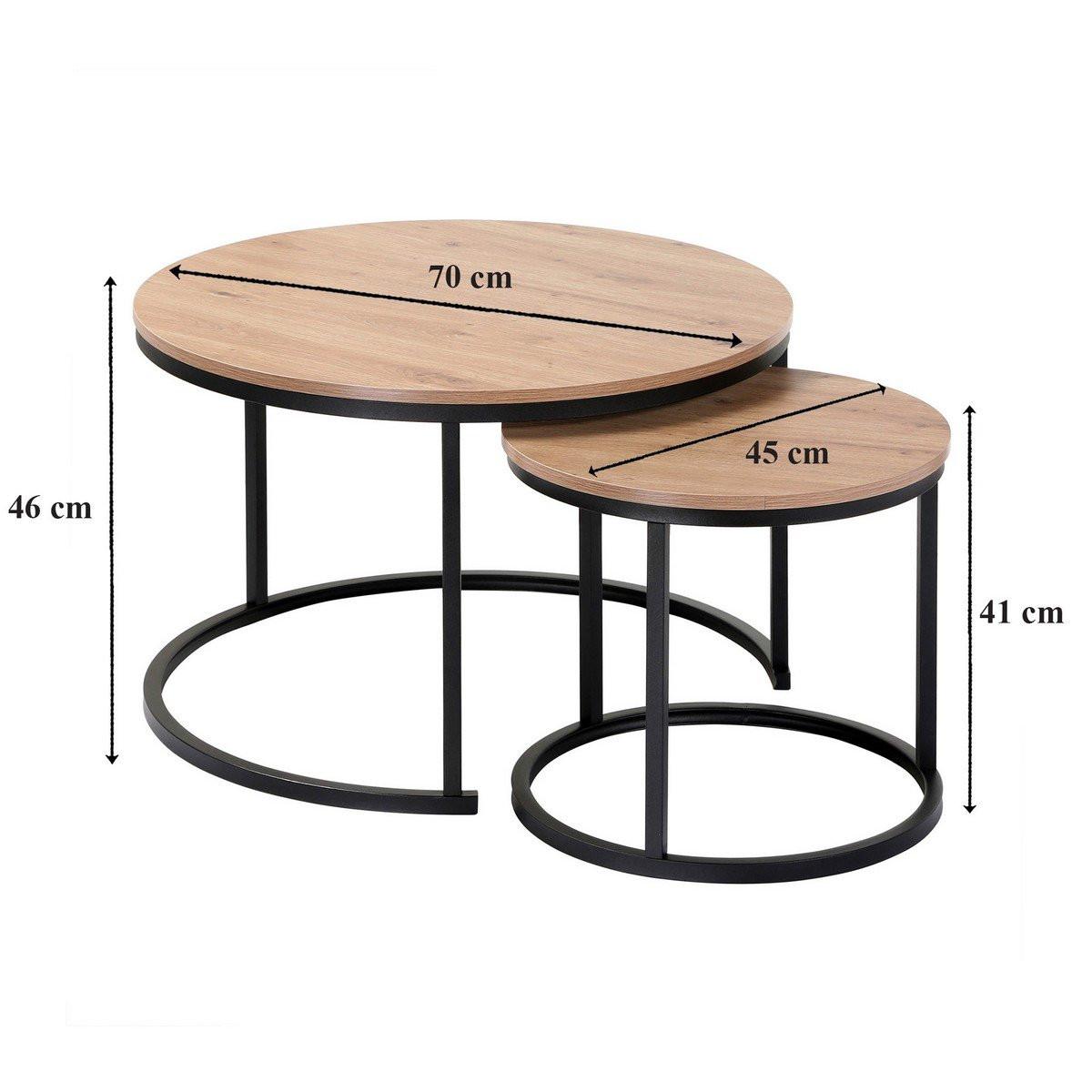 BEISTELLTISCH im 2er-Set - 70/70/45,5 cm - Beige, Holzwerkstoff (70/70/45.5cm) - Calicosy