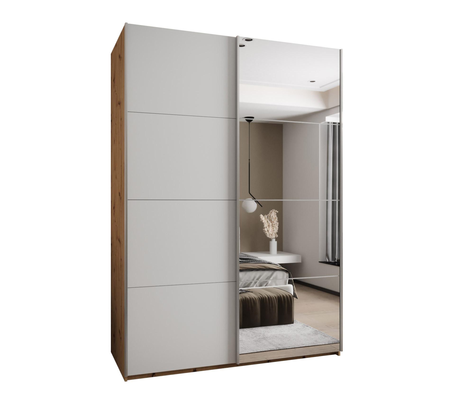 SCHWEBETÜRENSCHRANK 245,5/170/64 2-türig - Silberfarben/Weiß, Holz/Metall (170/245/64cm) - Abiks Möbel