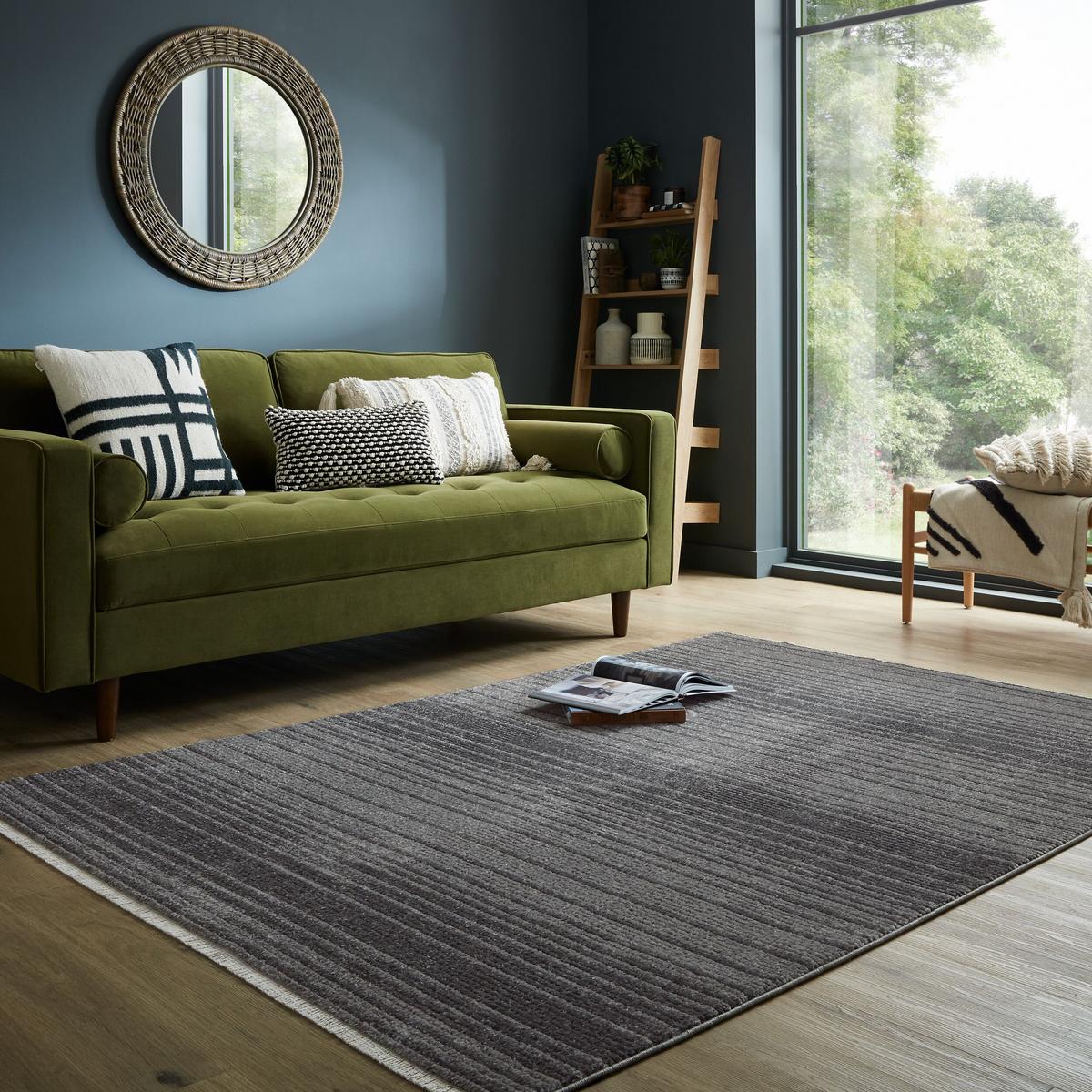 TEPPICH BREDE, gestreift, Anthrazit, 200 x 300 cm - Anthrazit, Textil (200/300cm) - KADIMA DESIGN
