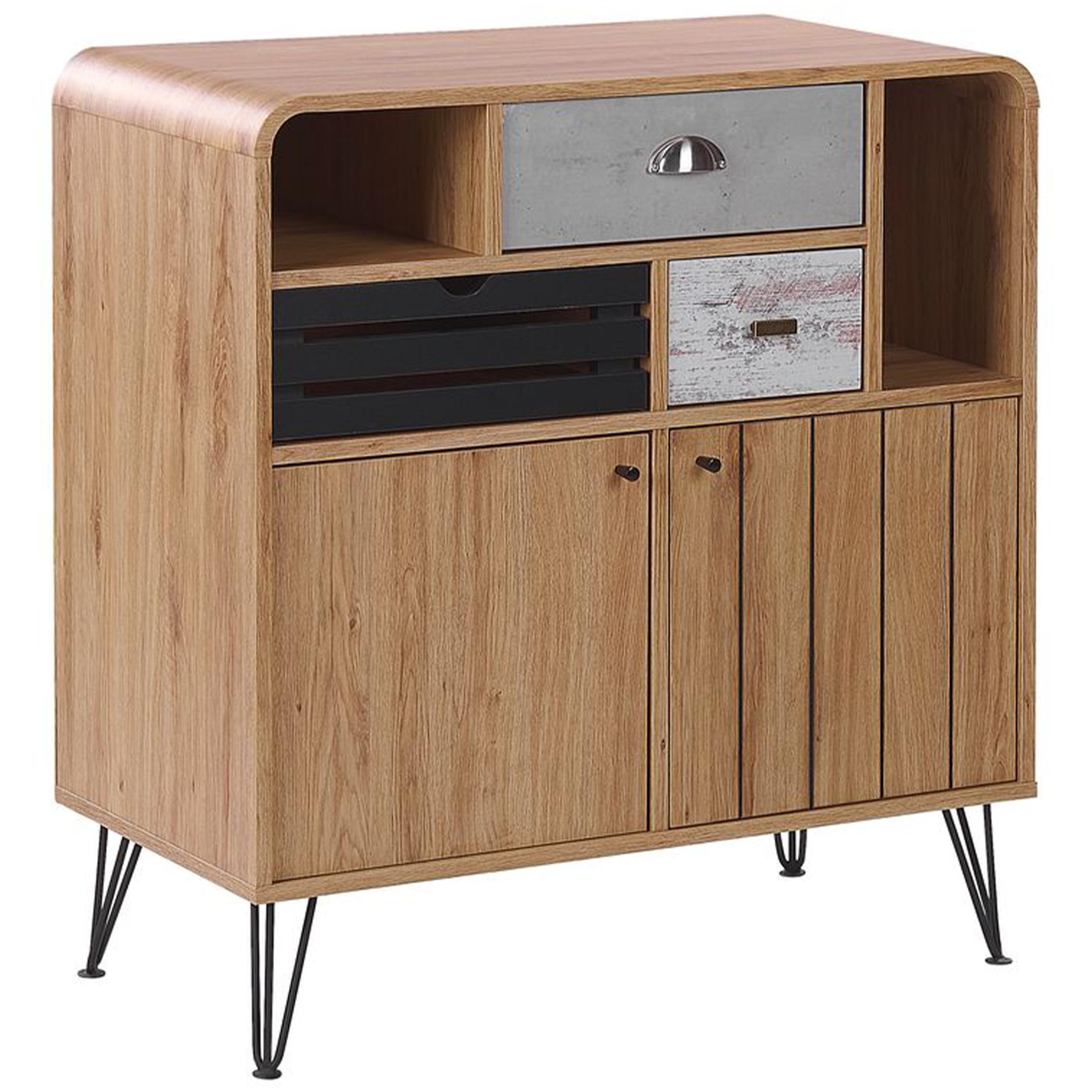 SIDEBOARD Hellbraun Kyle - Braun, Holzwerkstoff (80/87/40cm) - Beliani