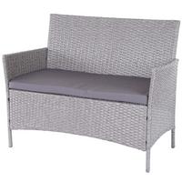 POLY-RATTAN GARTENBANK Hellgrau, Grau - Hellgrau/Grau, Kunststoff (106/83/60cm) - MCW