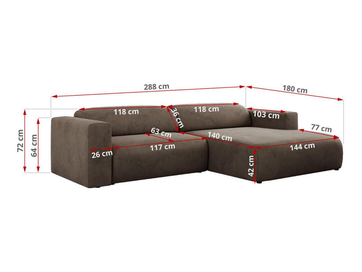 OFERTA WYCOFANA ECKSOFA PASADENA Braun Velvet Links Seite - Schwarz/Braun, Kunststoff/Textil (180/288cm) - MKS