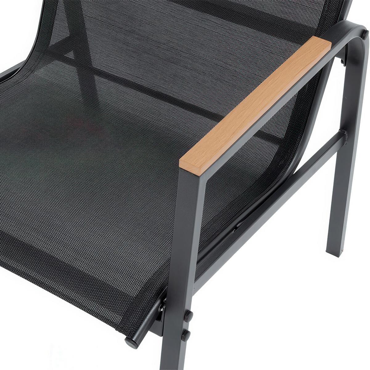 GARTENSET Thaiti, 2-Sitzer-Sofa + 2 Sessel + Couchtisch, Polywood-Armlehnen, Schwarz - Schwarz, Metall - Beautysofa