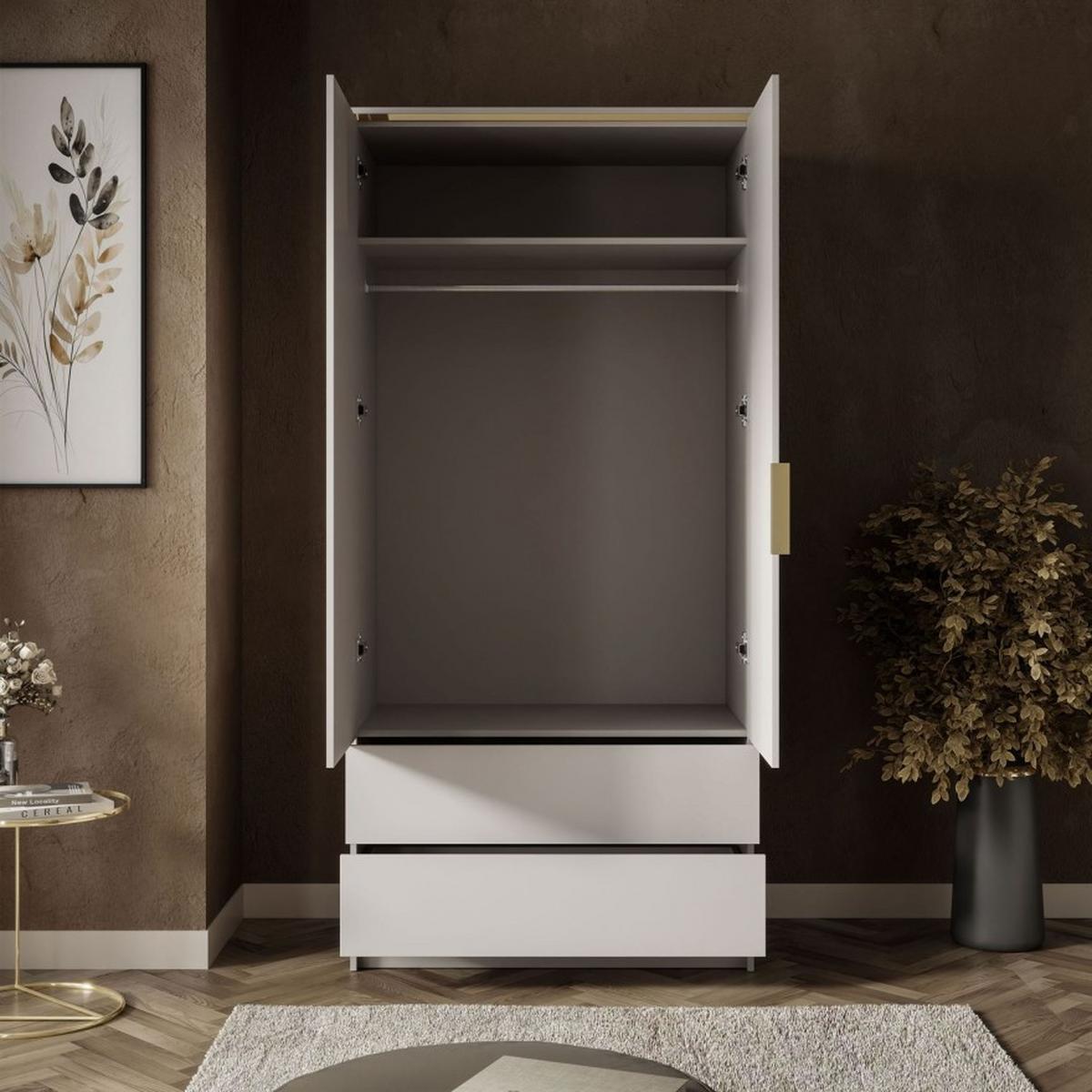KLEIDERSCHRANK AURORA KASCHMIR 2D2S mit Schubladen - Kaschmir, Holzwerkstoff (100/210/57cm) - Lookway