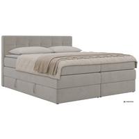 BOXSPRINGBETT SOLVEN KING 140/200 - Hellgrau Jersey - Topper Visco - H4 - Hellgrau/Schwarz, Kunststoff/Textil (140/200cm) - MKS