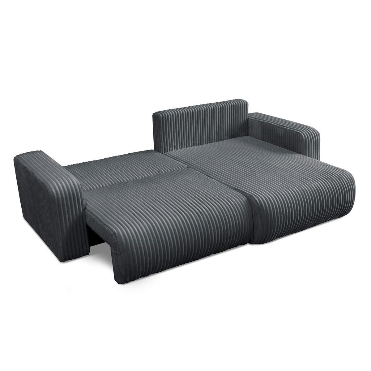 ECKSOFA MOVE mit Schlaffunktion und Bettkasten, Tilia 85 - Dunkelgrau, Textil (247/143cm) - Lookway