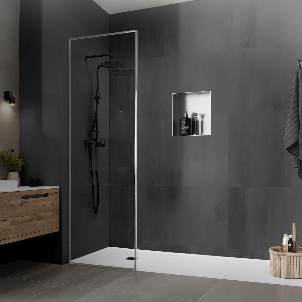 DUSCHNISCHE Silber 30/30 cm - Silberfarben, Metall (30/30/10cm) - LuxeBath