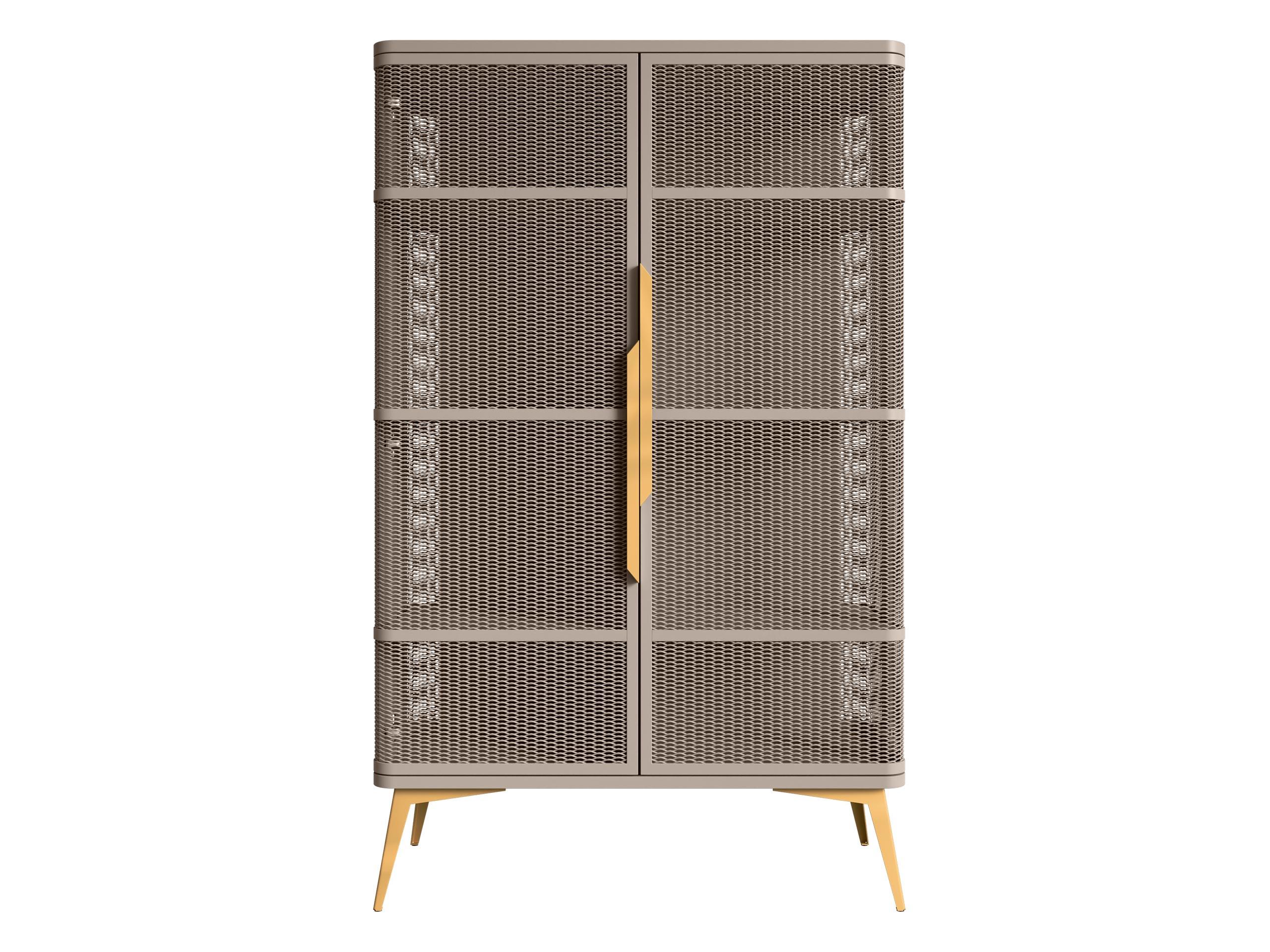 VITRINE Modera - Kaschmir/Goldfarben, Holzwerkstoff/Metall (90/145/40cm) - MIRJAN24