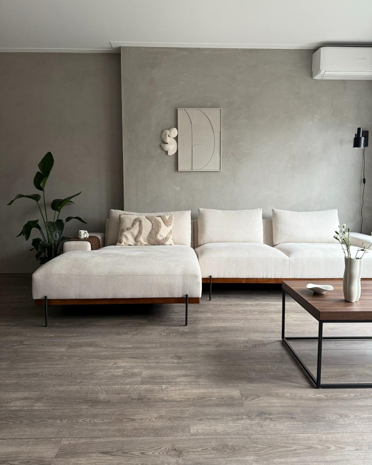 3-SITZER-ECKSOFA hellbeige linksseitig Mariferd - Beige/Dunkelbraun, Textil (316/146cm) - Beliani