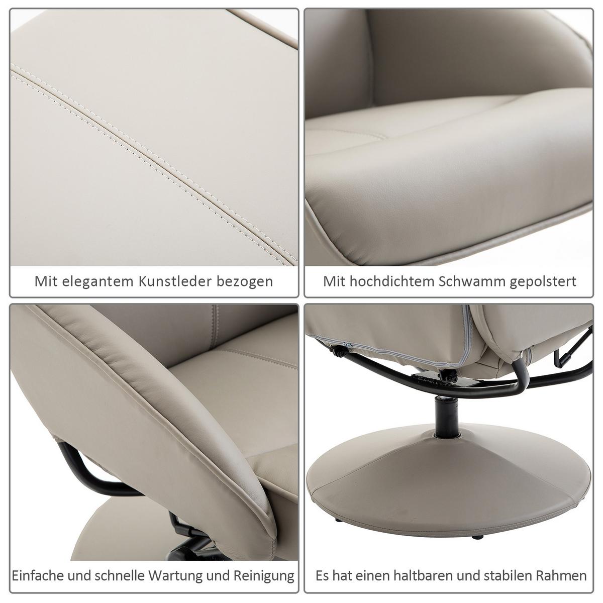 RELAXSESSEL, Fernsehsessel, Grau - Grau, Holz (67/98/78cm) - HOMCOM