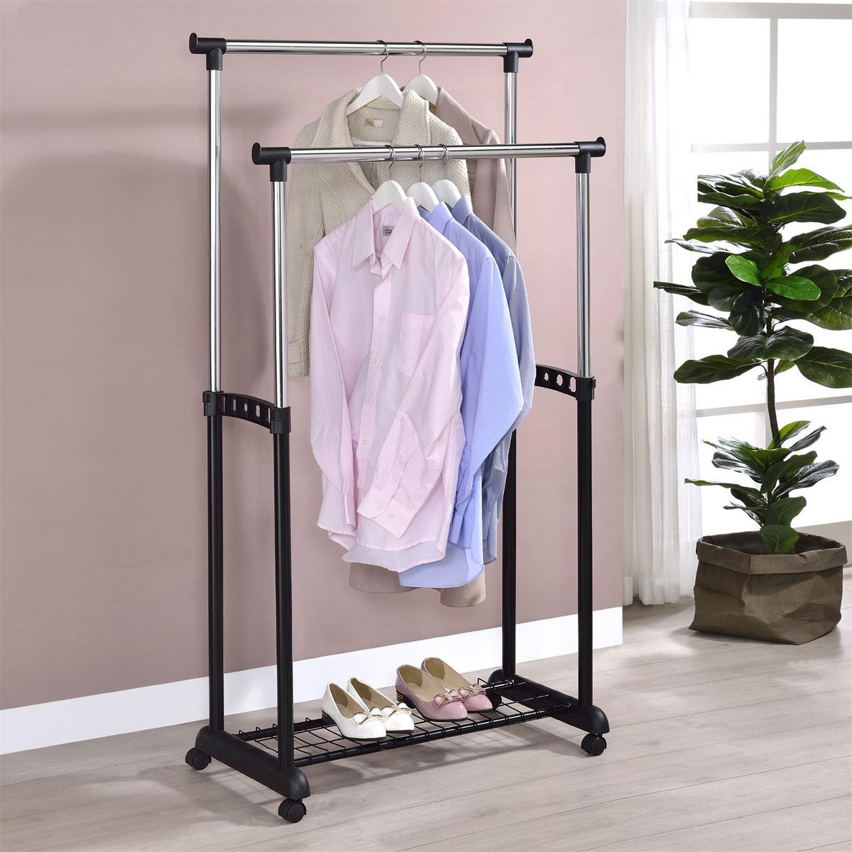 GARDEROBENWAGEN GROSSO schwarz - Schwarz, Metall (83/164/44cm) - IDIMEX