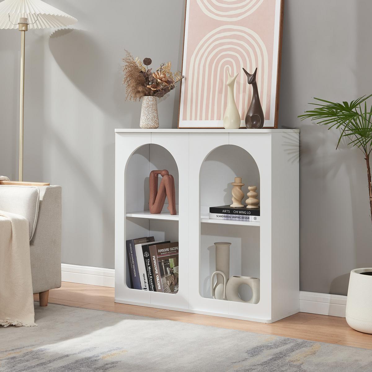 SIDEBOARD Trorhun - Weiß, Holzwerkstoff (30/80/80cm) - [en.casa]