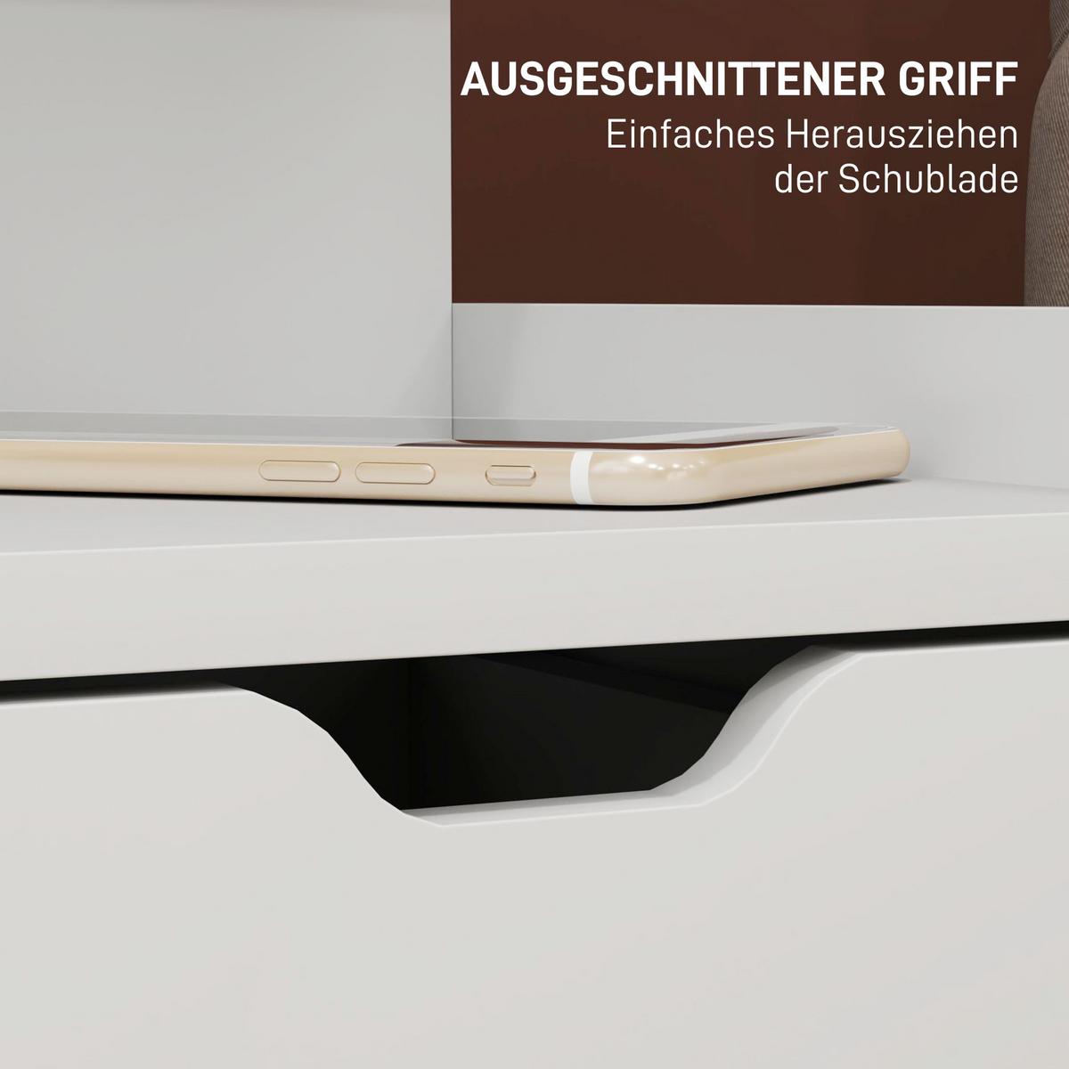 NACHTTISCH mit 2 Schubladen, Beistelltisch, Nachtschrank mit offenen Ablage Weiß - Weiß, Holzwerkstoff (30/60/40cm) - HOMCOM