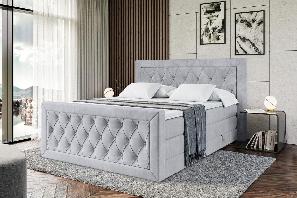 BOXSPRINGBETT NOEL-Z KING - 140 x 200 - H3/H4 - Hellgrau - Hellgrau, Holzwerkstoff (140/200cm) - ALTDECOR