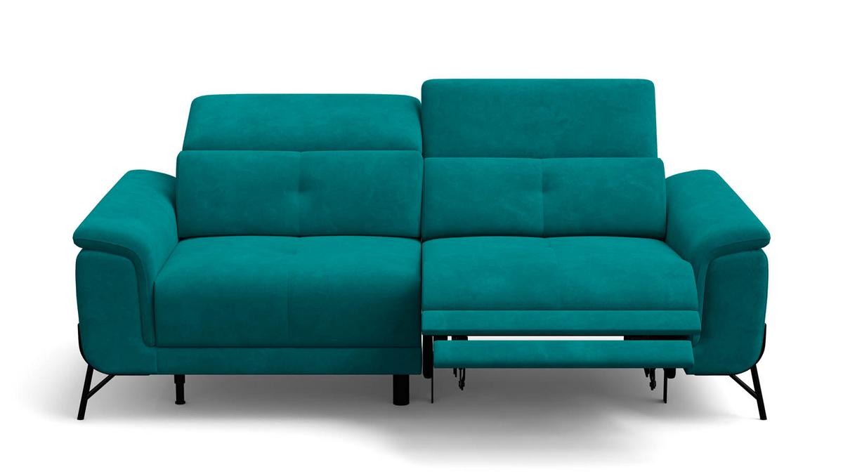 SOFA RELAX AVENA 3-Sitzer, dunkelgrüner Veloursstoff - Dunkelgrün/Schwarz, Holz/Textil (204/80/108cm) - Courtois Laville
