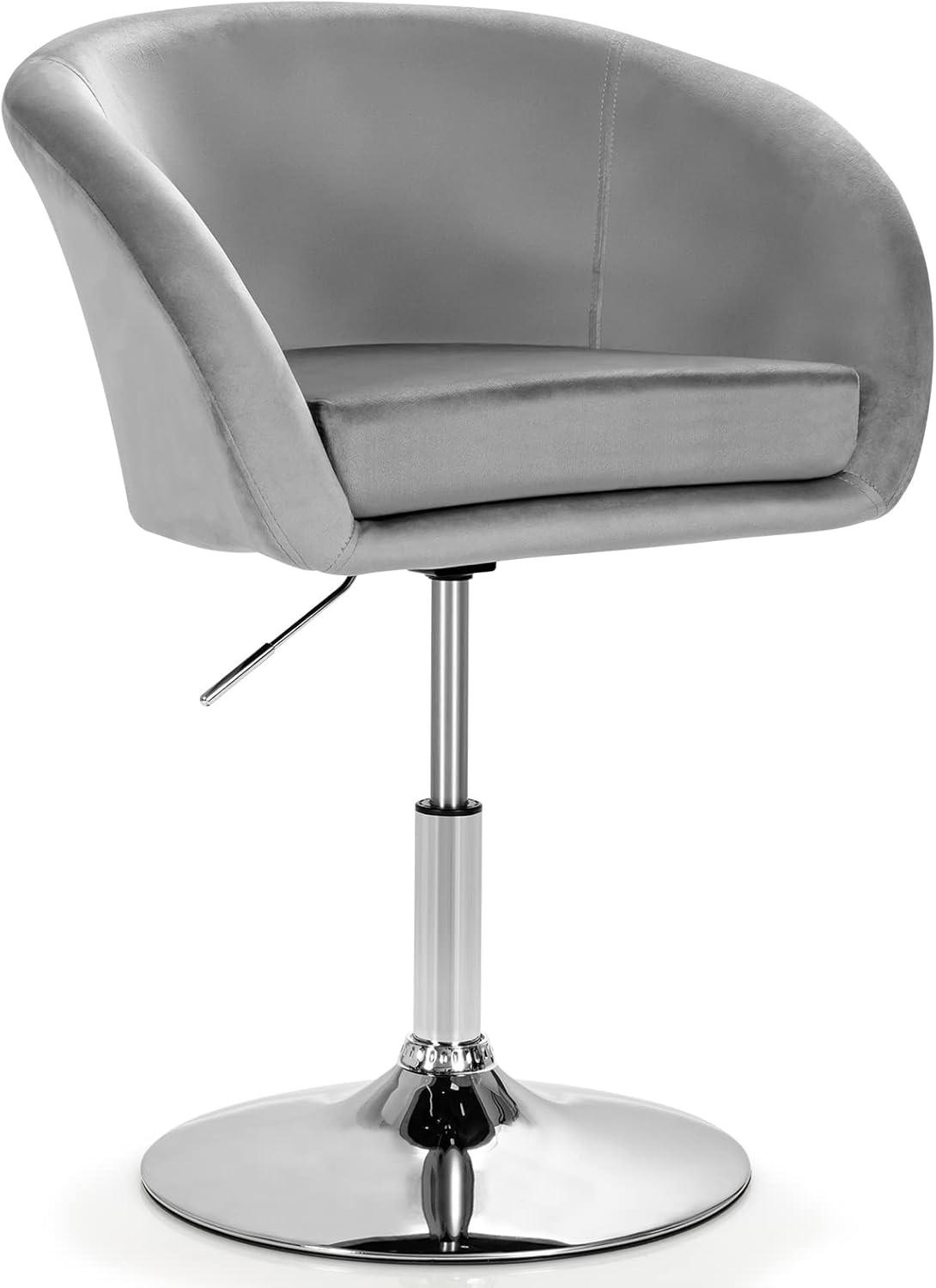 ESSZIMMERSTUHL Samt Drehsessel Grau - Grau, Metall (61/86/52cm) - COSTWAY