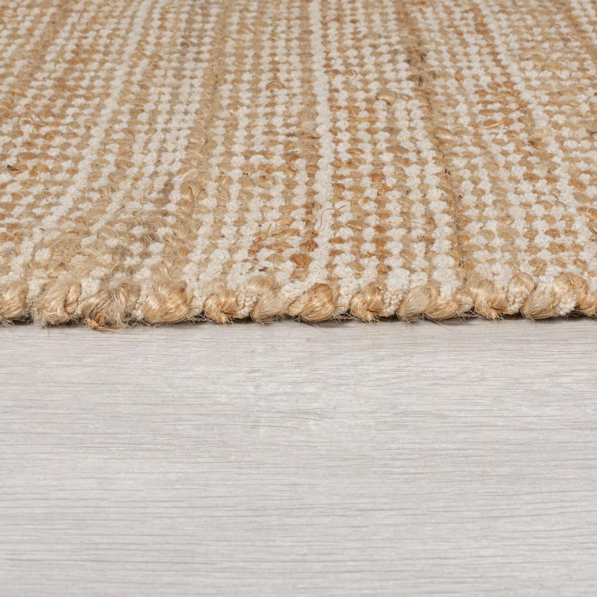 JUTETEPPICH handgewebt mit Fransen CONWY, einfarbig, Beige, 200 x 290 cm - Beige, Textil (200/290cm) - KADIMA DESIGN
