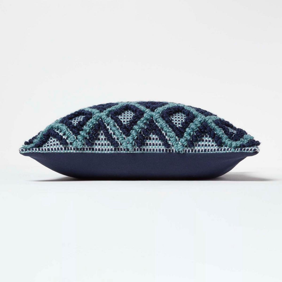 DEKOKISSEN Tula 45/45 cm mit 3D-Muster - Blau, Textil (45/45cm) - Homescapes