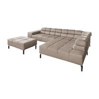 ECKSOFA NELSON Grau Leder Relaxfunktion - Schwarz/Grau, Leder/Metall (321/216cm) - KAWOLA