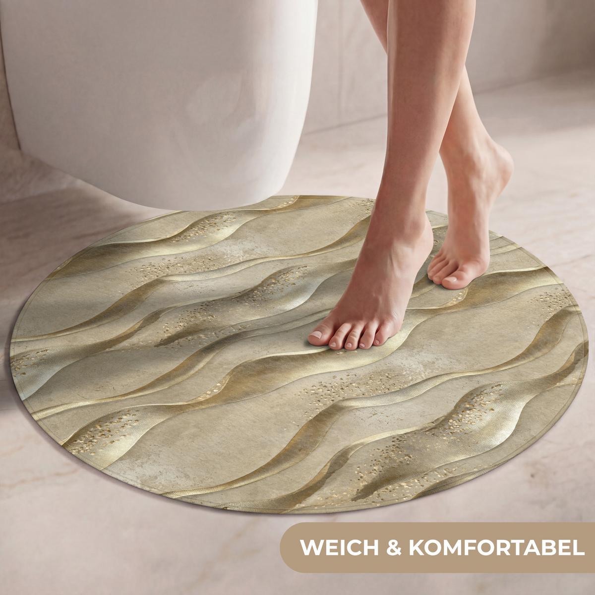 WC-VORLEGER Wellen - Muster - Gold Toilettenteppich 70x70 cm - Messingfarben, Textil (70/1cm) - OnlyWow
