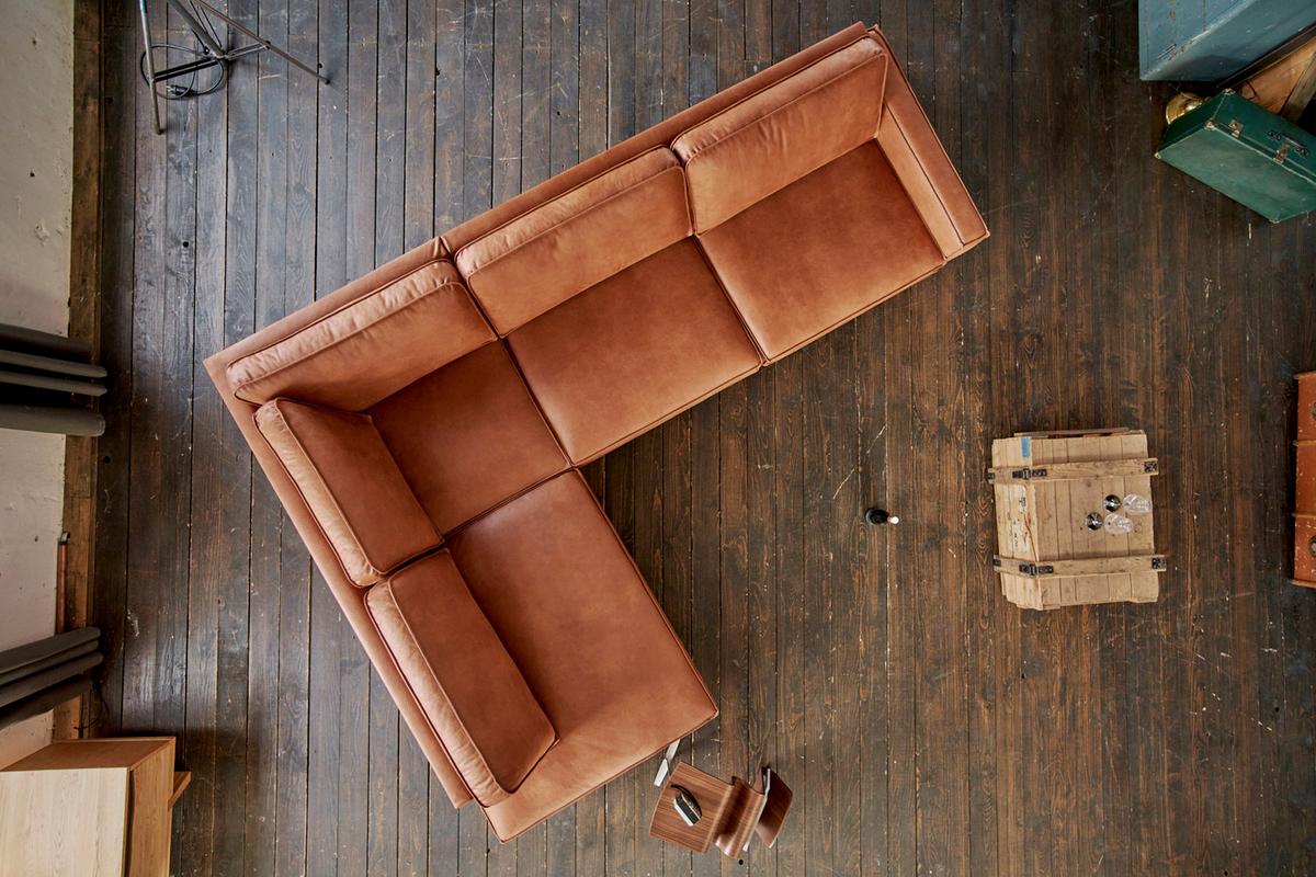ECKSOFA VILNIUS Braun Lederfaserstoff - Schwarz/Braun, Leder/Metall (290/217cm) - KAWOLA