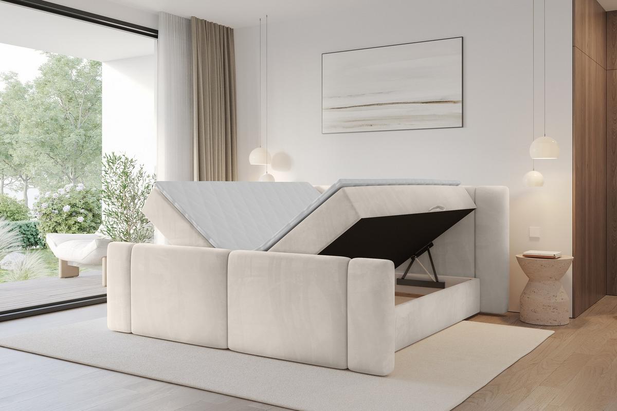 BOXBETT mit Matratze H3 - EVON Zanozek - 180x200 cm Beige - Beige, Holzwerkstoff (180/200cm) - ALTDECOR