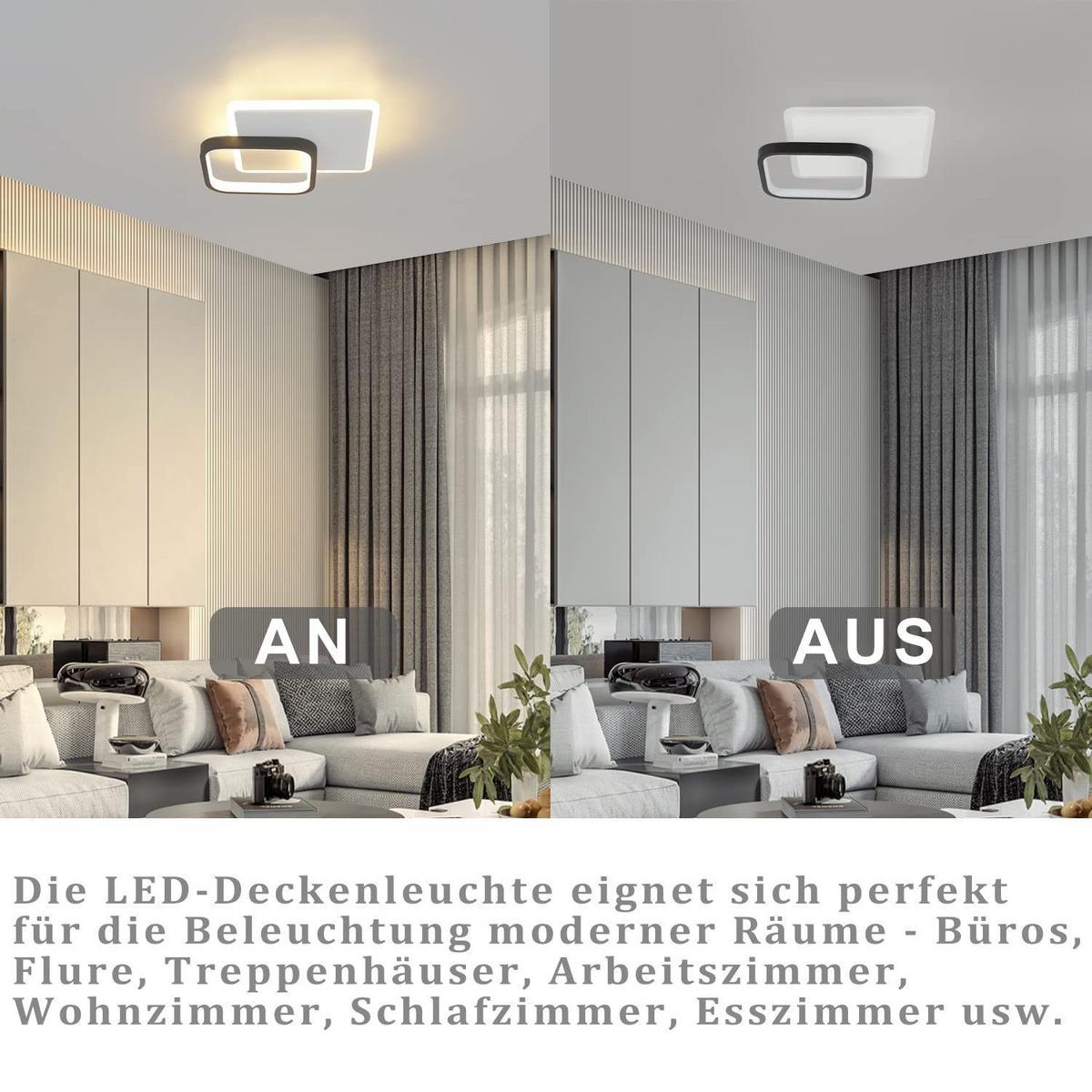 DECKENLEUCHTE Eirlysyn 24/24/6 cm - Schwarz, Metall (24/24/6cm) - ZMH