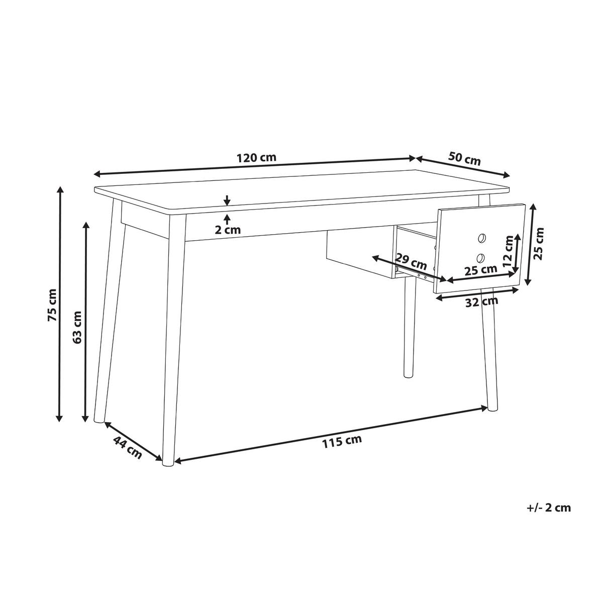 SCHREIBTISCH Hellbraun/Weiß 120/50 cm Fenestra - Hellbraun, Holzwerkstoff (50/120/75cm) - Beliani