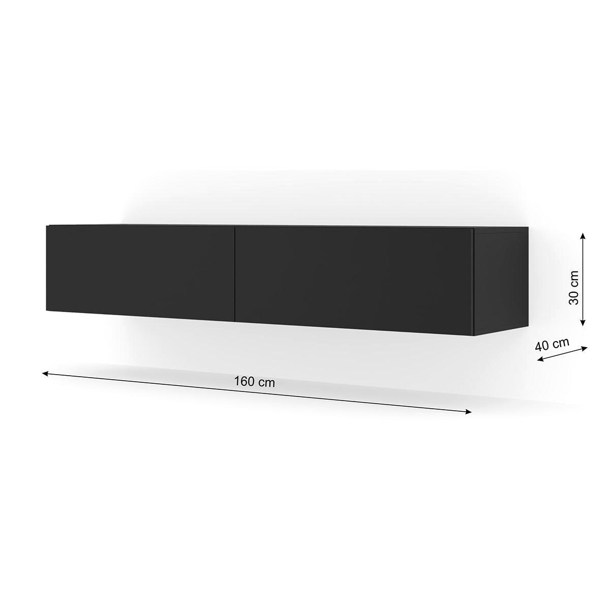 TV-MÖBEL Bali Mattschwarz - Schwarz, Holzwerkstoff (160/30/40cm) - Petits-meubles