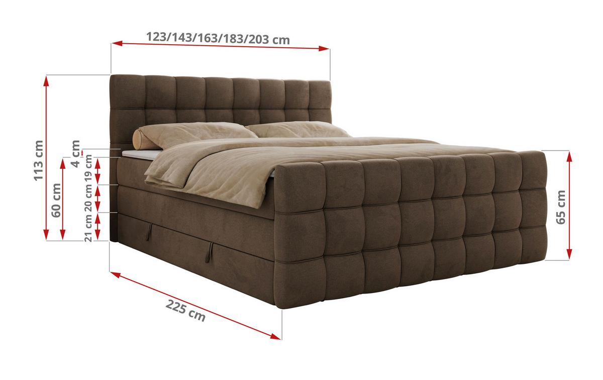 BOXSPRINGBETT ALTIVO KING DUO 120/200 - Braun Velvet - H4 - Braun, Textil (120/200cm) - MKS