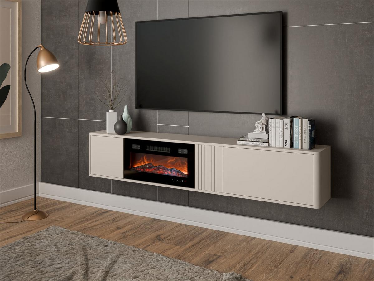 TV-LOWBOARD Philippe 190 mit Kamin - Kaschmir, Holzwerkstoff (190/36/31cm) - MIRJAN24