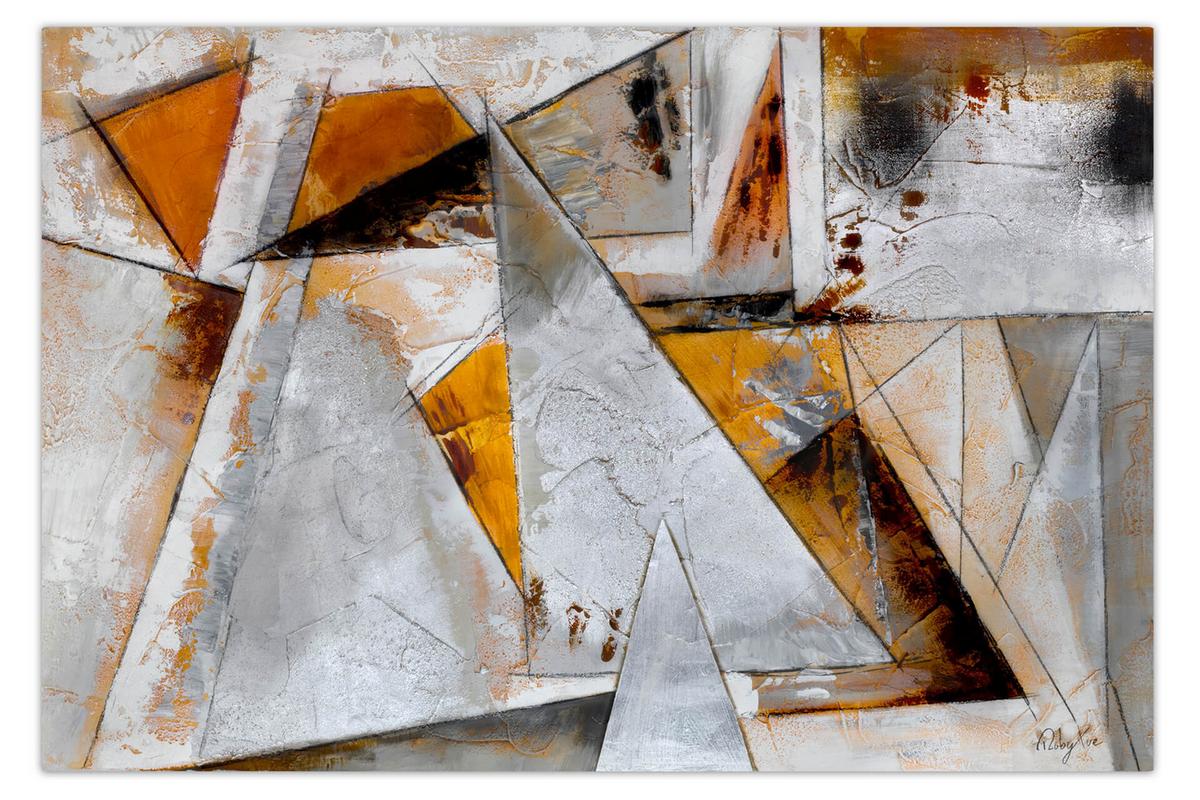 ACRYLBILD HANDGEMALT 120/80 cm - Braun/Grau, Holz/Textil (120/80cm) - KUNSTLOFT