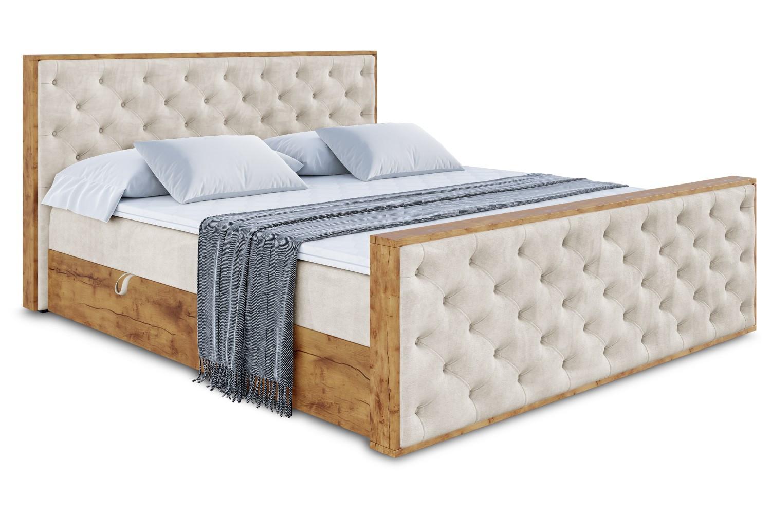 BOXBETT mit Matratze H3 und Lattenrost - LOLLI3-Z - 180x200 - Beige Casablanca - Beige, Holzwerkstoff (180/200cm) - ALTDECOR