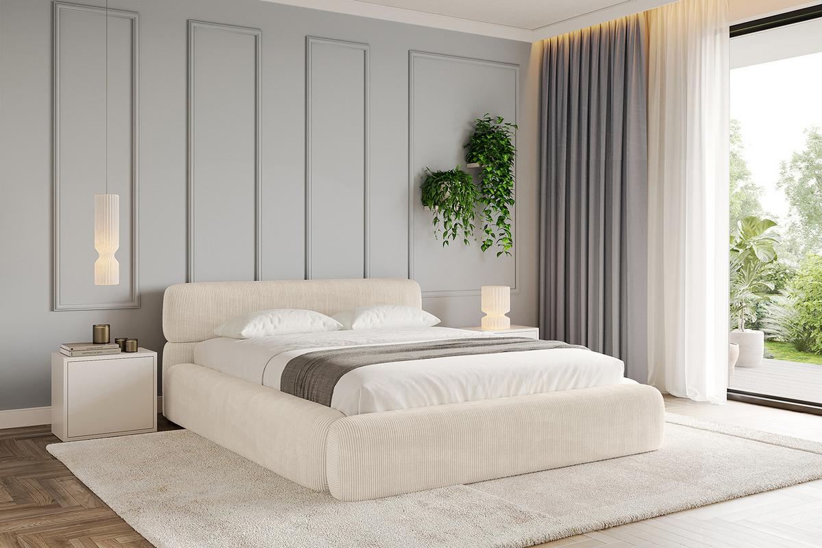 POLSTERBETT mit Bettkasten und Lattenrost, Bett mit Matratze H3/H4 - ENORA-V1 180x200 Beige - Creme, Holzwerkstoff/Textil (180/200cm) - ALTDECOR