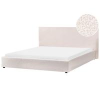 BETT mit Lattenrost 180/200 cm Bouclé Cremeweiß Lavaur - Creme, Textil (180/200cm) - Beliani