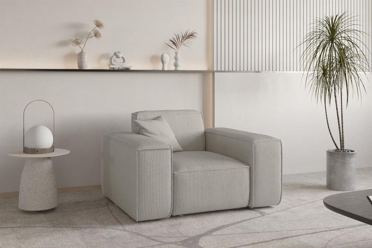 SOFASET Celes Premium 3-2-1 Stoff Scala - Hellgrau, Holzwerkstoff/Textil (225/73/88cm) - Fun Möbel
