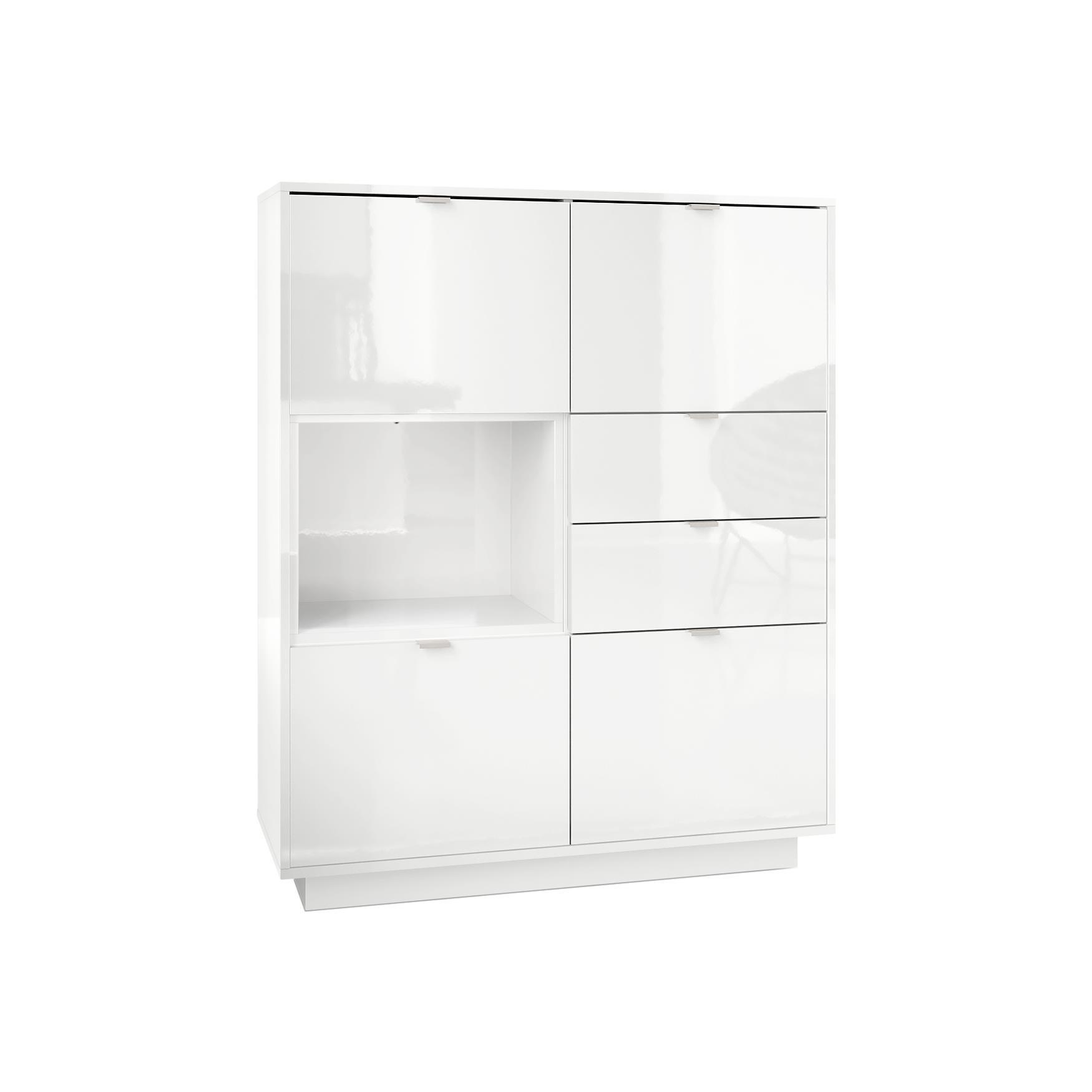 HIGHBOARD Metro Einsatz in Weiß Hochglanz - Weiß Hochglanz, Holzwerkstoff (103/123/37.5cm) - Vladon