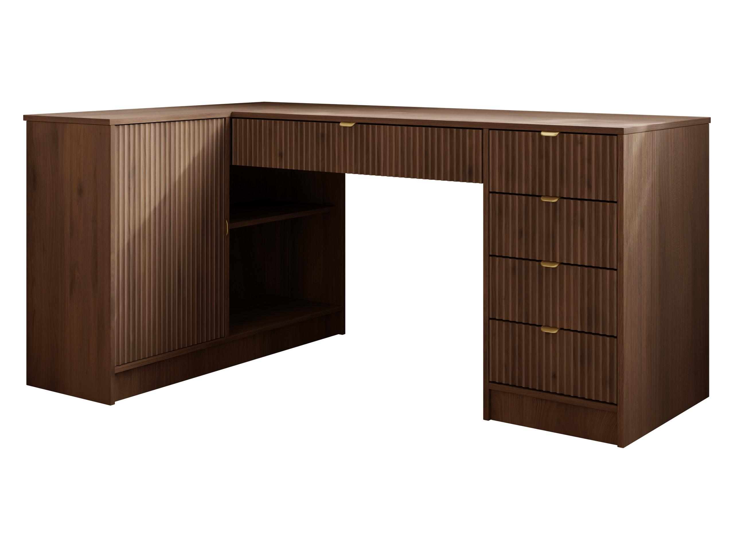 ECKSCHREIBTISCH Tireno - Nussbaumfarben/Schwarz, Holzwerkstoff/Kunststoff (98/158/76cm) - MIRJAN24