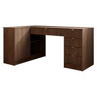 ECKSCHREIBTISCH Tireno - Nussbaumfarben/Schwarz, Holzwerkstoff/Kunststoff (98/158/76cm) - MIRJAN24