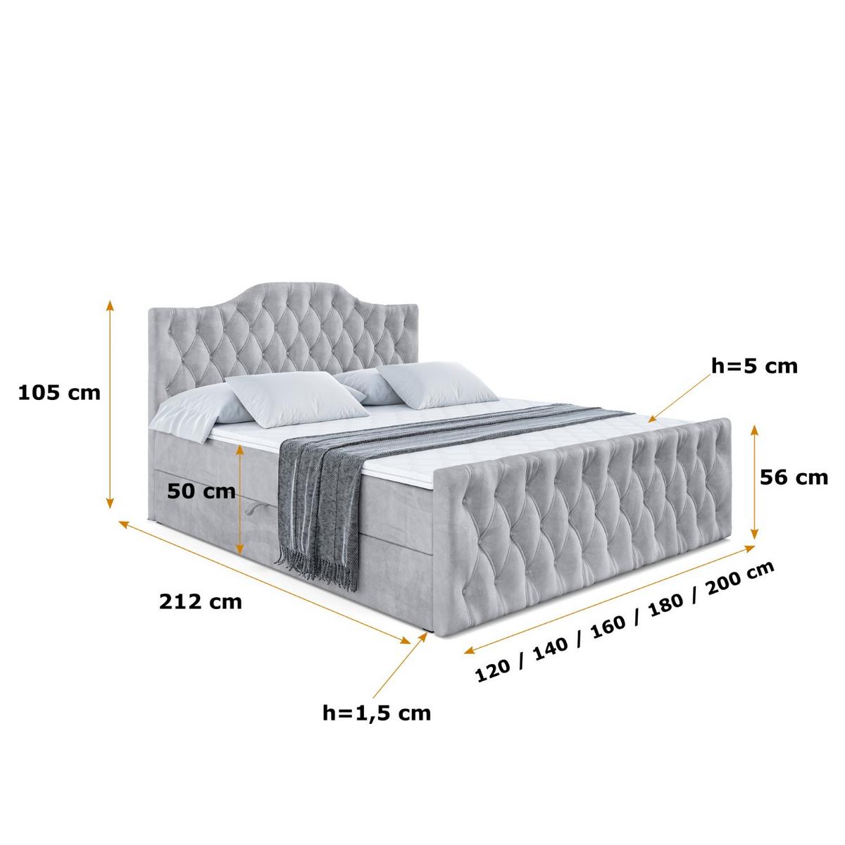 BOXBETT VILA-1-Z - 200x200 cm - H3 - Hellgrau - Hellgrau, Holzwerkstoff (200/200cm) - ALTDECOR