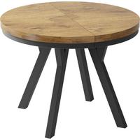 ESSTISCH Lume runder ausziehbarer, Lancelot Eiche 100-150/100/76 cm - Eichefarben/Schwarz, Holz/Holzwerkstoff (100/150/76cm) - WFL GROUP